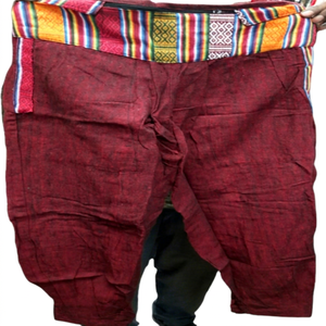 Bohemian <b>Harem</b> <b>Pants</b> <b>Women</b> Men Red Cotton Drawstring Waist Striped Embroidery Loose Fit Ankle Length Summer Trousers - Product Image 1