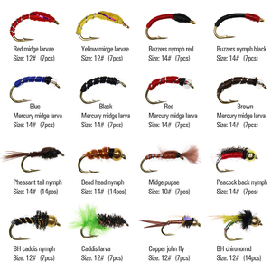 Kit Portátil de 133 Piezas de Señuelos de Moscas Ultrafinas Ninfas Scud Midge Caddis y Copper John en Caja para Pesca de <span class=keywords><strong>Trucha</strong></span> y Lucio - Product Image 2