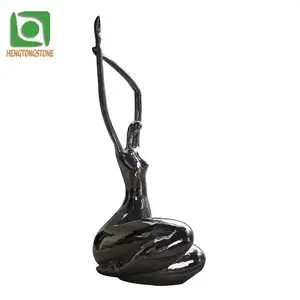 Stainless Steel Abstract Nude Female Sculpture With Mirror Polished