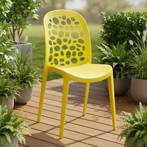Chaises en plastique empilables sans accoudoirs pour événements de mariage, fêtes, jardins, restaurants commerciaux, vente chaude, en résine jaune PP pour l'extérieur - Product Image 1