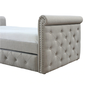 Meubles de chambre à coucher, ensemble de chambre à coucher, lit de repos de luxe, salon, lit king-size en <span class=keywords><strong>velours</strong></span> beige, cadre de lit, lit de repos en <span class=keywords><strong>velours</strong></span> capitonné de luxe - Product Image 5
