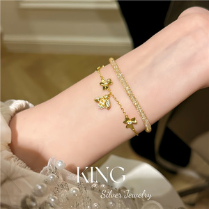 กำไลข้อมือเงินแท้ S925 ลายผึ้งและใบโคลเวอร์ สำหรับผู้หญิง สวมใส่ได้ทุกวัน ดีไซน์สวยงาม - Product Image 3