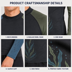 Maglietta Rash Guard Personalizzata da Uomo a Maniche Lunghe con Stampa Digitale UPF 50 Resistente al Cloro in Nylon Piccolo MOQ per Surf e Spiaggia - Product Image 4