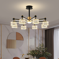Lustre en cristal LED moderne de luxe en or pour toute la maison, salle de banquet, hall d'hôtel, hauteur réglable, intensité variable