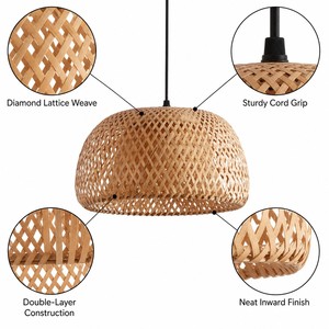 <span class=keywords><strong>Lampadario</strong></span> Artigianale Cinese in Bambù e Rattan, Illuminazione Retrò Intrecciata, Lampada a Sospensione Decorativa per Ristorante, Chandelier in Legno a Forma di Cappello di Paglia - Product Image 5