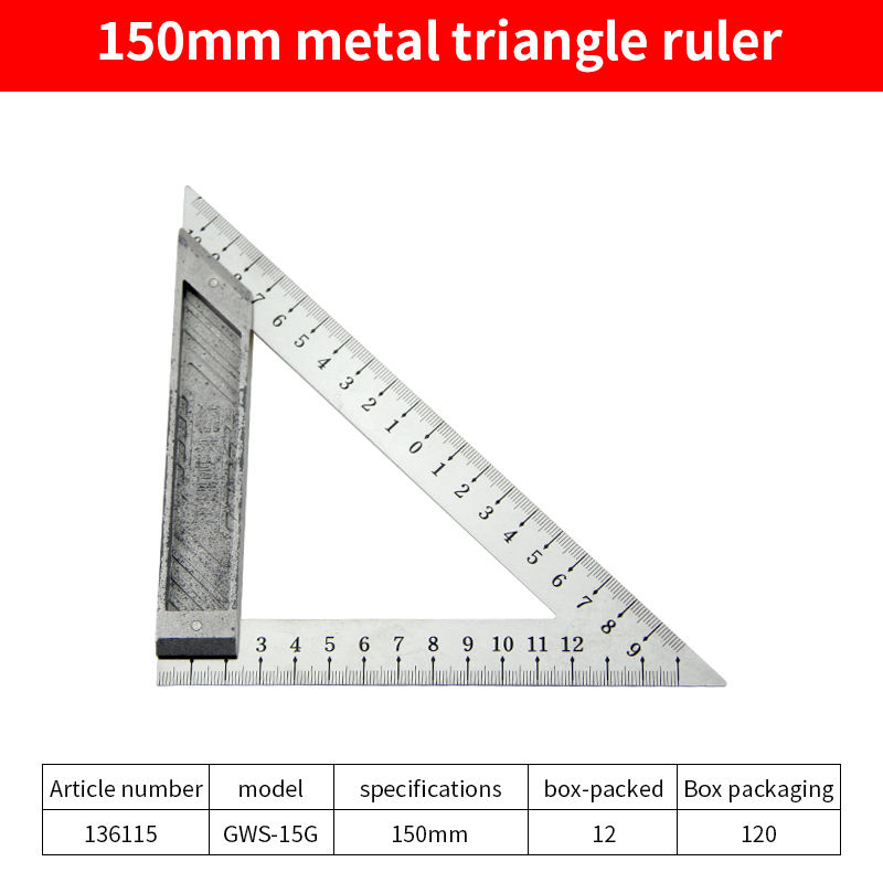 Regla triangular de 150 mm.