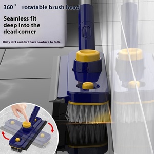 New AMZ 2 trong 1 sàn chà bàn chải với giống cây chổi dài xử lý bồn tắm gạch chà bàn chải để làm sạch phòng tắm tường kính bồn tắm vữa - Product Image 2