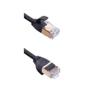 1เมตรบางเฉียบ CAT8 32AWG BC ตัวนำ PVC OD:4.0 cotton braided OD:4.6ชุบทอง<span class=keywords><strong>หัว</strong></span> RJ45สายเคเบิล - Product Image 1