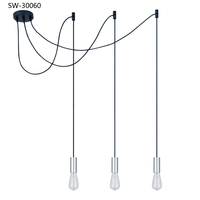 Lustre Araignée Vintage à 3 Têtes, Suspension Plafond DIY Réglable avec Ampoules à Filament