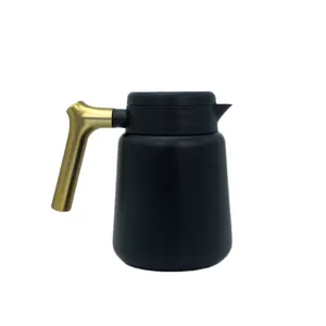新款阿拉伯咖啡壶不锈钢真空绝缘玻璃水瓶，带手柄可定制标志，适用于牛奶和咖啡