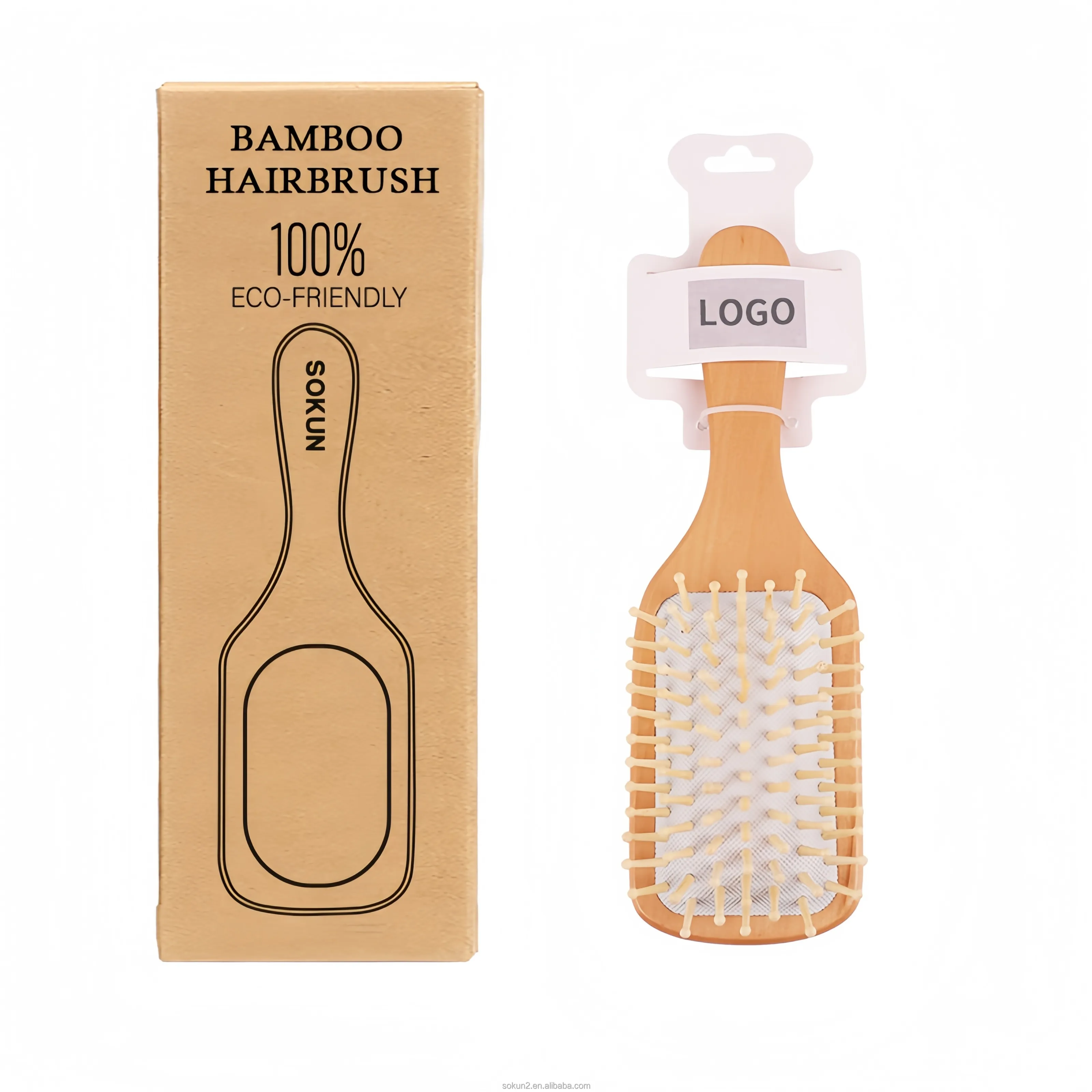 Oem Professional Kostenlose Probe Haarstyling-Werkzeuge natürliche Bambus Holz Haar bürste Kamm für Frauen
