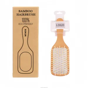 Oem campione gratuito professionale strumenti per lo Styling dei capelli 100% di bambù naturale in legno spazzola per capelli pettine per le donne