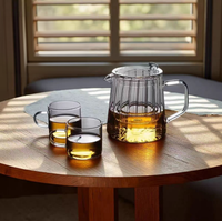 Théière HEMERA en verre borosilicate haute résistance, rayée, avec infuseur, grande capacité, séparation thé-eau, faite à la main