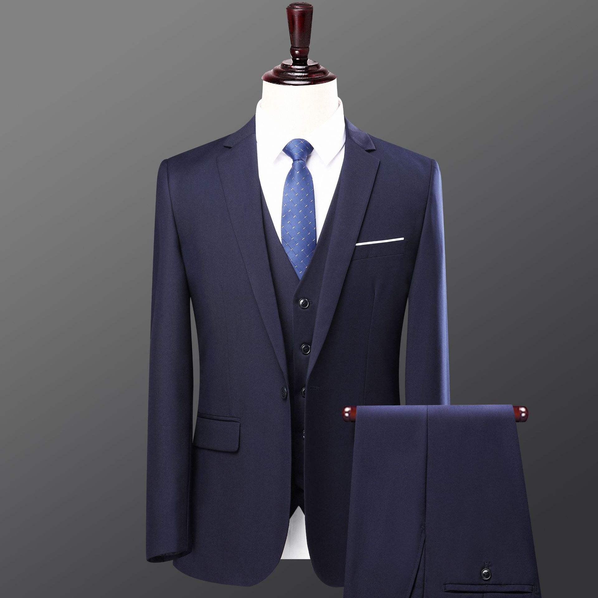 Navy Blue mens single button two piece prom suits