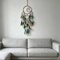 Nouveau style Pendentif flèche bohème en fer, attrape-rêves à cinq anneaux, breloque artisanale en turquoise, décoration murale vintage pour chambre d'hôtes