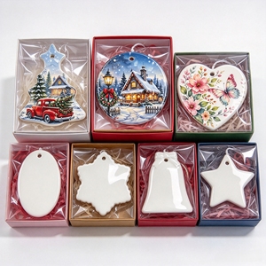 Pendentif en céramique à sublimation en gros, pour impression par transfert thermique, en porcelaine blanche, ornement personnalisé, souvenir, artisanat, cadeau - Product Image 6