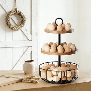 3 Niveles 360 °   Porta Huevos Giratorio con Capacidad para 24+40 Huevos - Organizador de Cocina Rústico Estilo Granja, Estante de Almacenamiento de Huevos en Niveles - Product Image 6