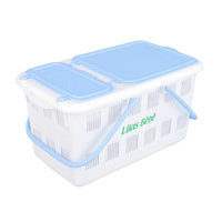 Geweven plastic opbergmand voor buiten, picknick, wasgoed, fruit, met handvat
