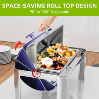 Plats de service en acier inoxydable à couvercle roulant 9 L, réchauds de buffet pour traiteur