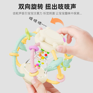 Manhattan Baby Teether Ball 0-24 mois Jouet à hochet en silicone pour bébés avec perles colorées et poignées souples - Product Image 5