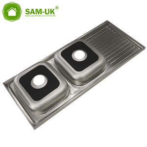 Outdoor Sink Tap <strong>Corner</strong> 100cm <strong>Shelf</strong> 33x22 Waterfall Double Bowl Luxury Garbage Disposal Kitchen - Product Image 5