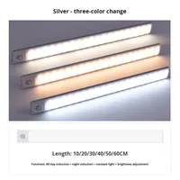 Lampu Strip LED gerak dinding nirkabel isi ulang ultra-tipis lampu Sensor Induksi manusia magnetis pintar Bar lampu untuk lemari pakaian