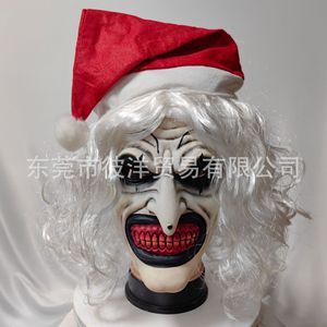 Máscara de Payaso con Temática Navideña y Gorro de Santa, Accesorio para Cosplay de Terror, Material de Emulsión, Estilo Divertido - Product Image 1