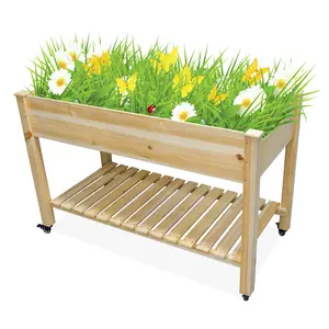 Wholesale Factory Price Plant Stand Outdoor Garden Bed Elevated Wood Planter Box for Growing Fresh Herbs Vegetables Flowers