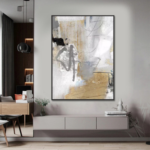 Di grandi dimensioni fatte a mano olio acrilico su tela d'arte astratta con lamina d'oro dipinti e arti murali per la decorazione della casa moderna - Product Image 4
