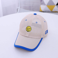 Casquette de baseball unisexe pour enfants en maille respirante avec visière pare-soleil, 6 panneaux, broderie manuelle, logo personnalisable, fermeture à boucle, été