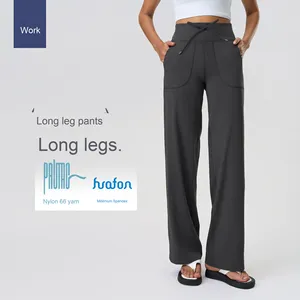 Phụ Nữ Của Đàn Hồi Eo Thể Thao Giản Dị Quần Chân Rộng Tập Thể Dục Yoga Chạy Quần Với Túi Lớn Cao Rắn Thể Thao - Product Image 3