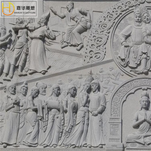 Relieve de piedra con escultura Bahua, mural de pared de mármol de estilo chino para hotel, villa o patio. - Product Image 1