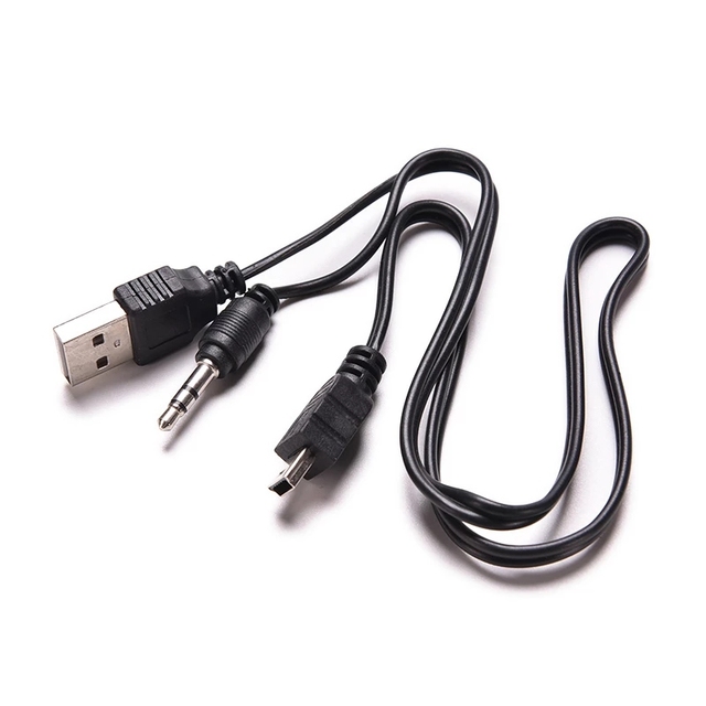 USB 2.0 5pin Standard USB Mini Male to Male 3.5mm AUX Audio Jack Connection Adapter Cable for Speaker Mp3 MP4 Player