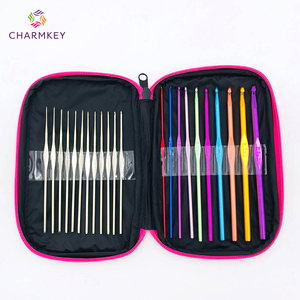 डिय 100 पीसी एल्यूमीनियम बुनाई सुई उपकरण सेट क्रोकेट हुक किट फैक्टरी बिक्री यार्न गेज कैंची सिलाई बैग के साथ - Product Image 6