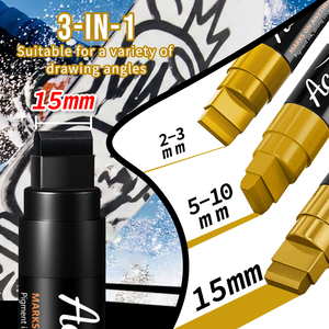 Lot de 4 marqueurs acryliques jumbo extra larges de 15 mm, noir, <span class=keywords><strong>blanc</strong></span>, doré, pour graffitis, affiches et panneaux - Product Image 5