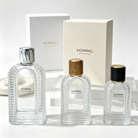 Nouveaux flacons de parfum carrés en verre vides 50ml, flacon de parfum noir avec boîte et couvercle luxueux