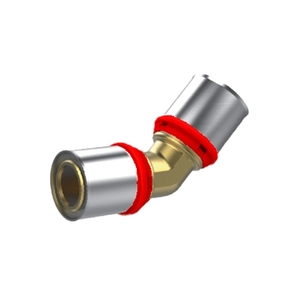 Raccordo a pressione Ikaro a doppia curvatura 45 gradi diametro 26x3 per tubi in rame - Product Image 1