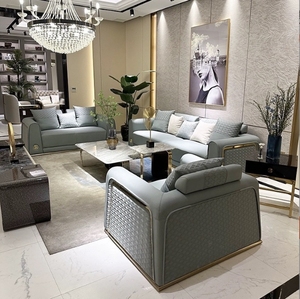 โซฟาดีไซน์หรูหราสไตล์อิตาลี โซฟาหนังทันสมัยสำหรับห้องนั่งเล่น เฟอร์นิเจอร์สำหรับวิลล่าและโรงแรม - Product Image 4