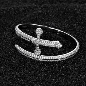Hip-hop Glitter Chilled Men's Crystal Zirconium Brass Gold Zulfiqar Sword <b>Bracelet</b> - Product Image 3