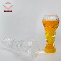Chope à bière en verre créative et durable, forme de football Hercule, passe au micro-ondes et au lave-vaisselle, tasse à bière en verre Hercule