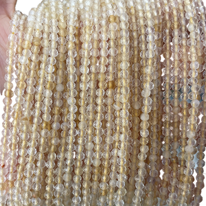 Cuentas Sueltas Redondas Facetadas de Citrino, Piedra Preciosa Natural para la Fabricación de Joyas, Pulseras y Collares, Venta al por Mayor, 2MM - Product Image 1