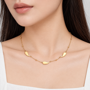 Collar de Acero Inoxidable con Baño de Oro de 14K, Diseño de Hoja Curva, Joyería con Cadena - Product Image 5