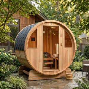 Sauna de Madera para Exteriores de 2-4 Personas, Techo de Asfalto, Ventana de Vidrio, Cabina de Vapor Seco Tradicional, Calentador Harvia, Venta al Por Mayor de Fábrica - Product Image 1