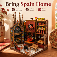 Kit de Diorama 3D en Bois DIY : Sites Touristiques Espagnols – Puzzle Miniature à Emboîtement Précis, Structure Superposée, Décoration de Bureau