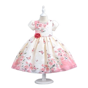 Abito da principessa da ragazza con manica a bolle adesivo con fiore a forma di fiore per matrimonio carino festa di <span class=keywords><strong>compleanno</strong></span> per feste scolastiche - Product Image 2