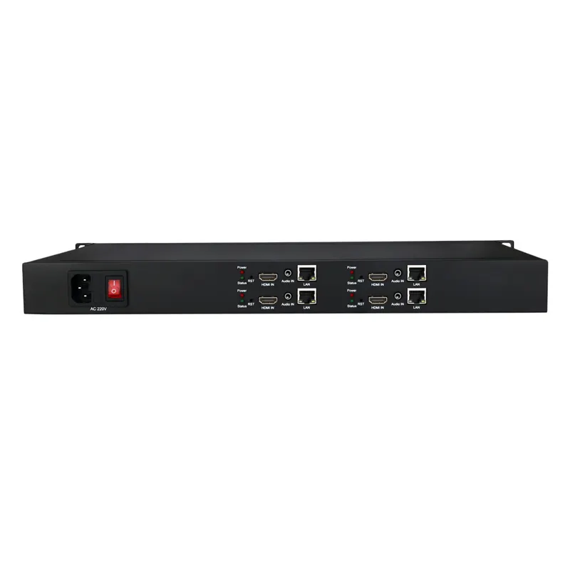 Codificador de vídeo hdmi 4 canais, 1u chassis h.265 para transmissão ao vivo