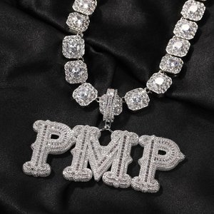 Pendentif Lettre en Argent Sterling 925 Plaqué Or avec Moissanite, Breloque Givrée Unisexe, Bijou de Luxe Hip Hop Tendance, Accessoire Cadeau pour Fête - Product Image 2