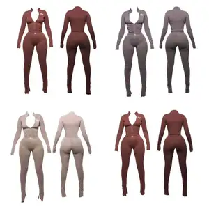 All'ingrosso donna donna donna pantaloni di abbigliamento produttori personalizzati con zip giacca top e legging due pezzi set completo per donna 2024