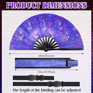 Ventilador plegable grande con purpurina, accesorios de fiesta para fanáticos del Rave para mujeres y hombres, música de baile, decoración, accesorios para festivales Rave - Product Image 5