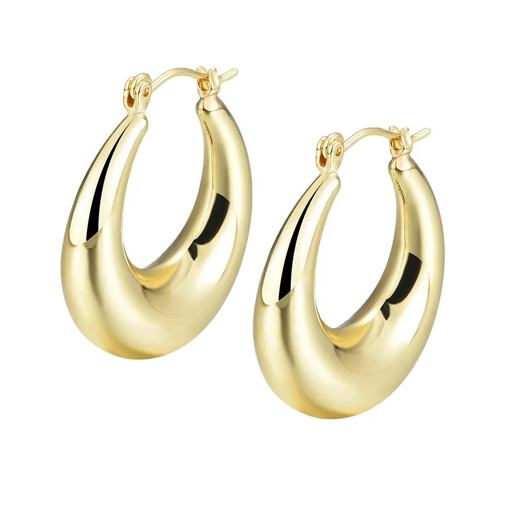 Xinyun Jewelry making supplies wholesale indian gold hoop earrings gold jewellery Brass Gold Plated Big Hoop Earrings